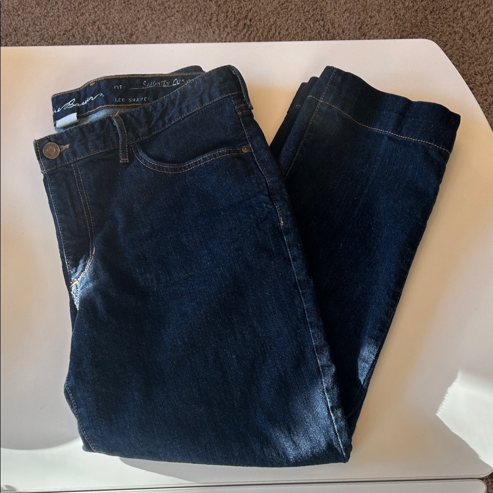 Eddie Bauer Slightly Curvy Straight Leg Denim Blue Jeans Size 16